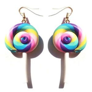 Lollipop Swirl Novelty Clay Colorful Fun Cute Dangle Drop Earrings NEW